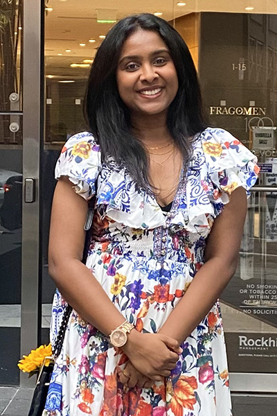 Ashaa Vigashini Murali MBA’26 served as the president of the Graduate Student Council and as a research assistant to Provost and Executive Vice President Ariel Armony.